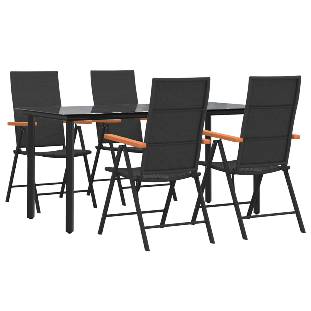 vidaXL 5-tlg. Garten-Essgruppe Schwarz und Braun Poly Rattan
