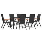 vidaXL 7-tlg. Garten-Essgruppe Schwarz und Braun Poly Rattan