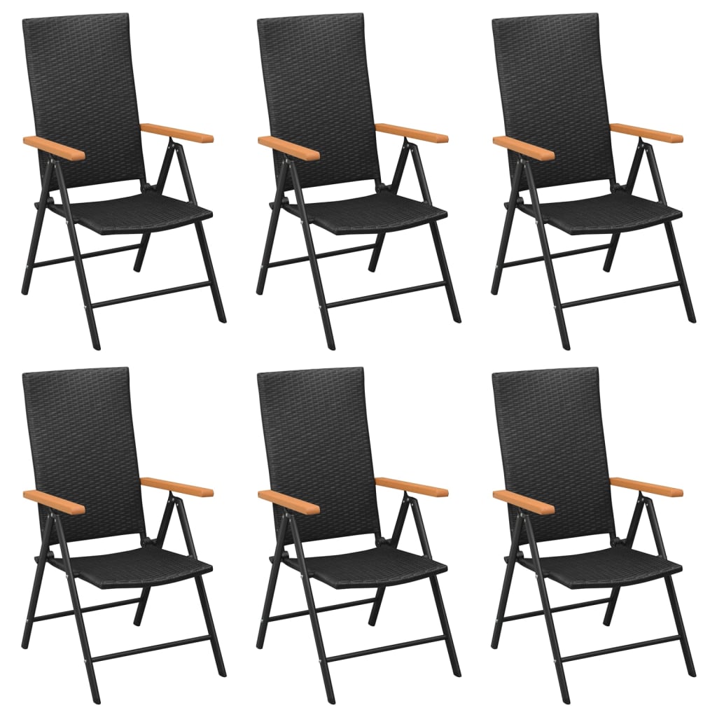 vidaXL 7-tlg. Garten-Essgruppe Schwarz und Braun Poly Rattan