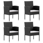 vidaXL 5-tlg. Garten-Essgruppe mit Kissen Schwarz Poly Rattan