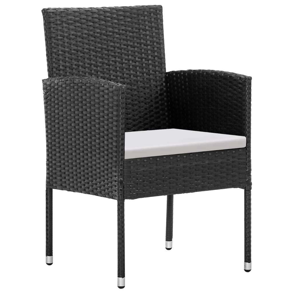 vidaXL 7-tlg. Garten-Essgruppe mit Kissen Schwarz Poly Rattan