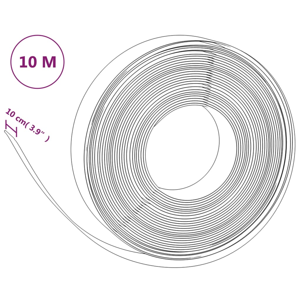 vidaXL Rasenkante Grau 10 m 10 cm Polyethylen
