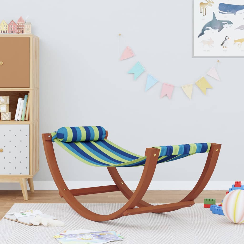 vidaXL Schaukelhängematte für Kinder Blau und Grün Stoff