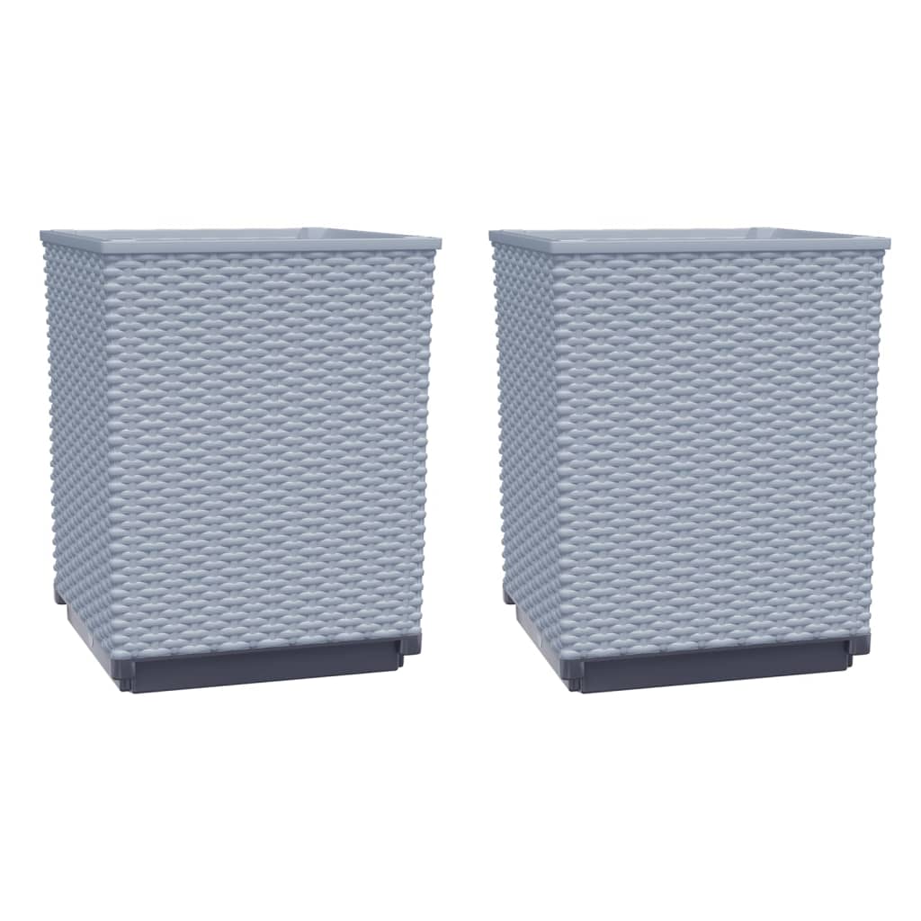vidaXL Pflanzkübel 2 Stk. Hellgrau 30x30x37 cm Polypropylen
