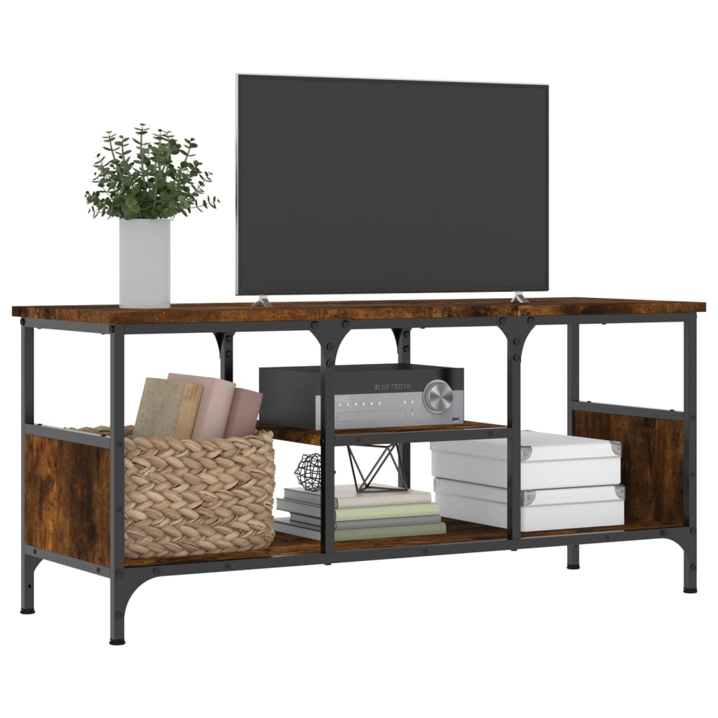 vidaXL TV-Schrank Räuchereiche 100x35x45 cm Holzwerkstoff & Eisen