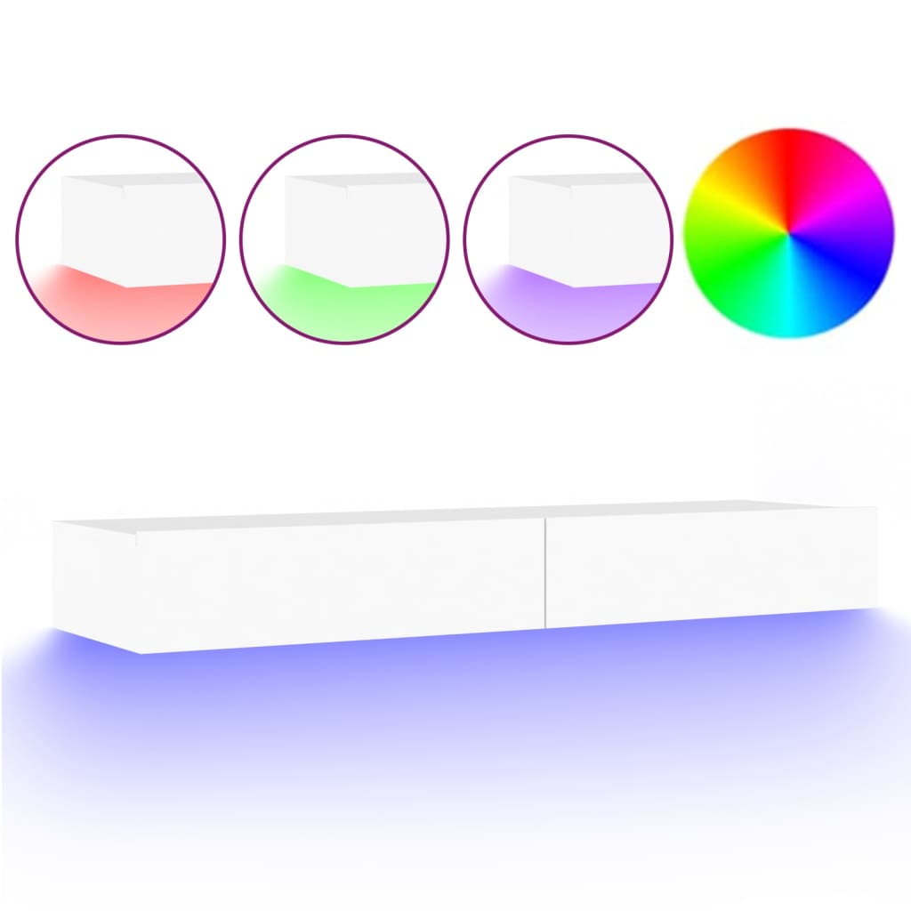 vidaXL TV-Schrank mit LED-Leuchten Weiß 120x35x15,5 cm