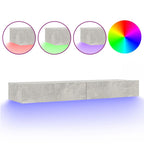 vidaXL TV-Schrank mit LED-Leuchten Betongrau 120x35x15,5 cm