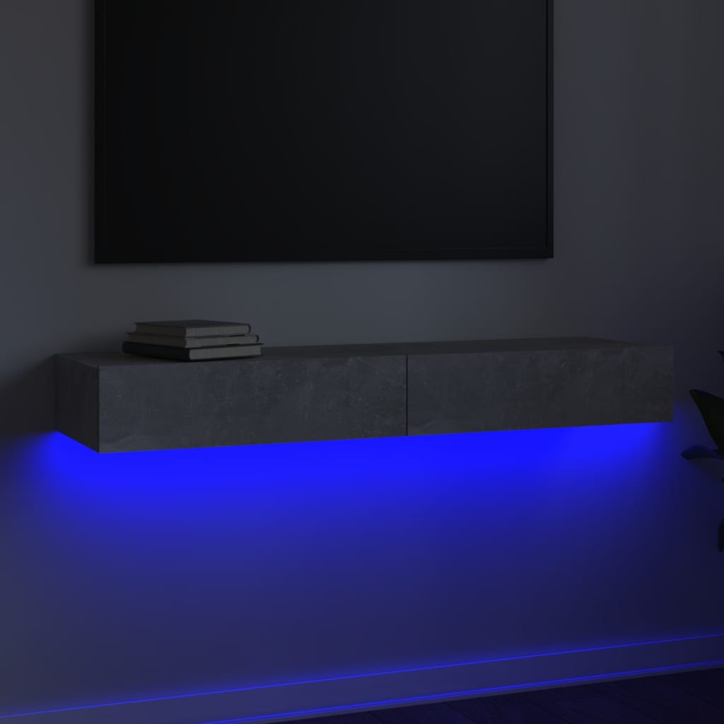 vidaXL TV-Schrank mit LED-Leuchten Betongrau 120x35x15,5 cm