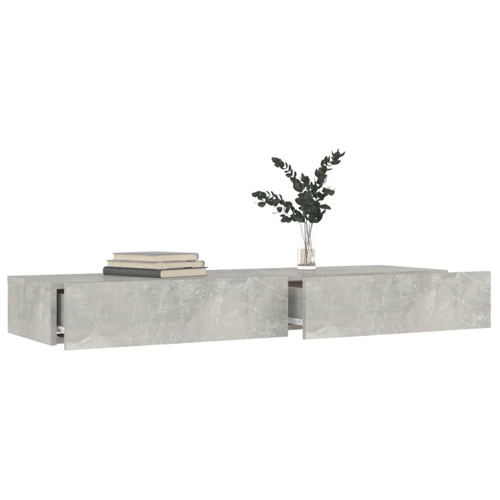 vidaXL TV-Schrank mit LED-Leuchten Betongrau 120x35x15,5 cm