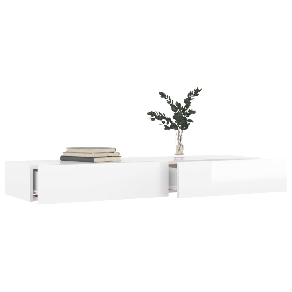 vidaXL TV-Schrank mit LED-Leuchten Hochglanz-Weiß 120x35x15,5 cm