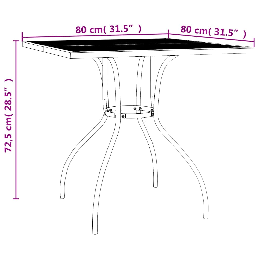 vidaXL Gartentisch Anthrazit 80x80x72,5 cm Stahlgeflecht