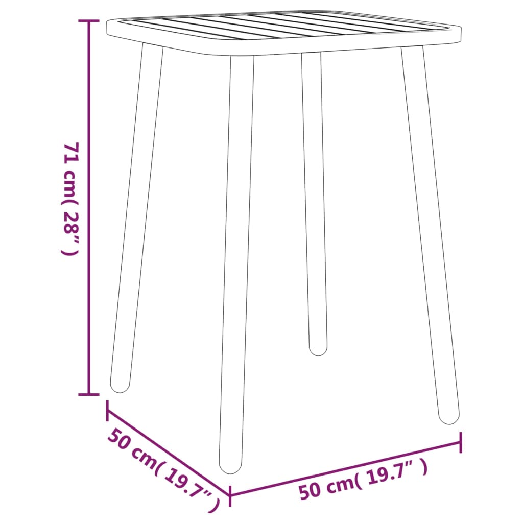 vidaXL Gartentisch Anthrazit 50x50x71 cm Stahl