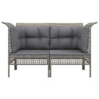 vidaXL Garten-Ecksofas mit Kissen 2 Stk. Grau Poly Rattan