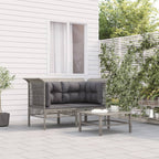 vidaXL Garten-Ecksofas mit Kissen 2 Stk. Grau Poly Rattan