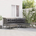 vidaXL 5-tlg. Garten-Lounge-Set mit Kissen Schwarz Poly Rattan