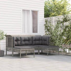 vidaXL 5-tlg. Garten-Lounge-Set mit Kissen Schwarz Poly Rattan