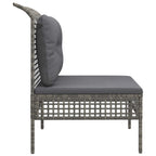 vidaXL Garten-Mittelsofa mit Kissen Grau Poly Rattan