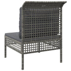 vidaXL Garten-Mittelsofa mit Kissen Grau Poly Rattan