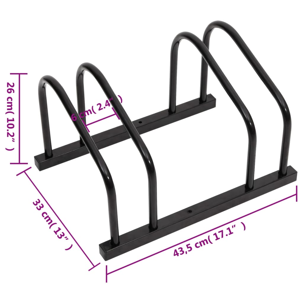 vidaXL Fahrradständer für 2 Fahrräder Schwarz Stahl