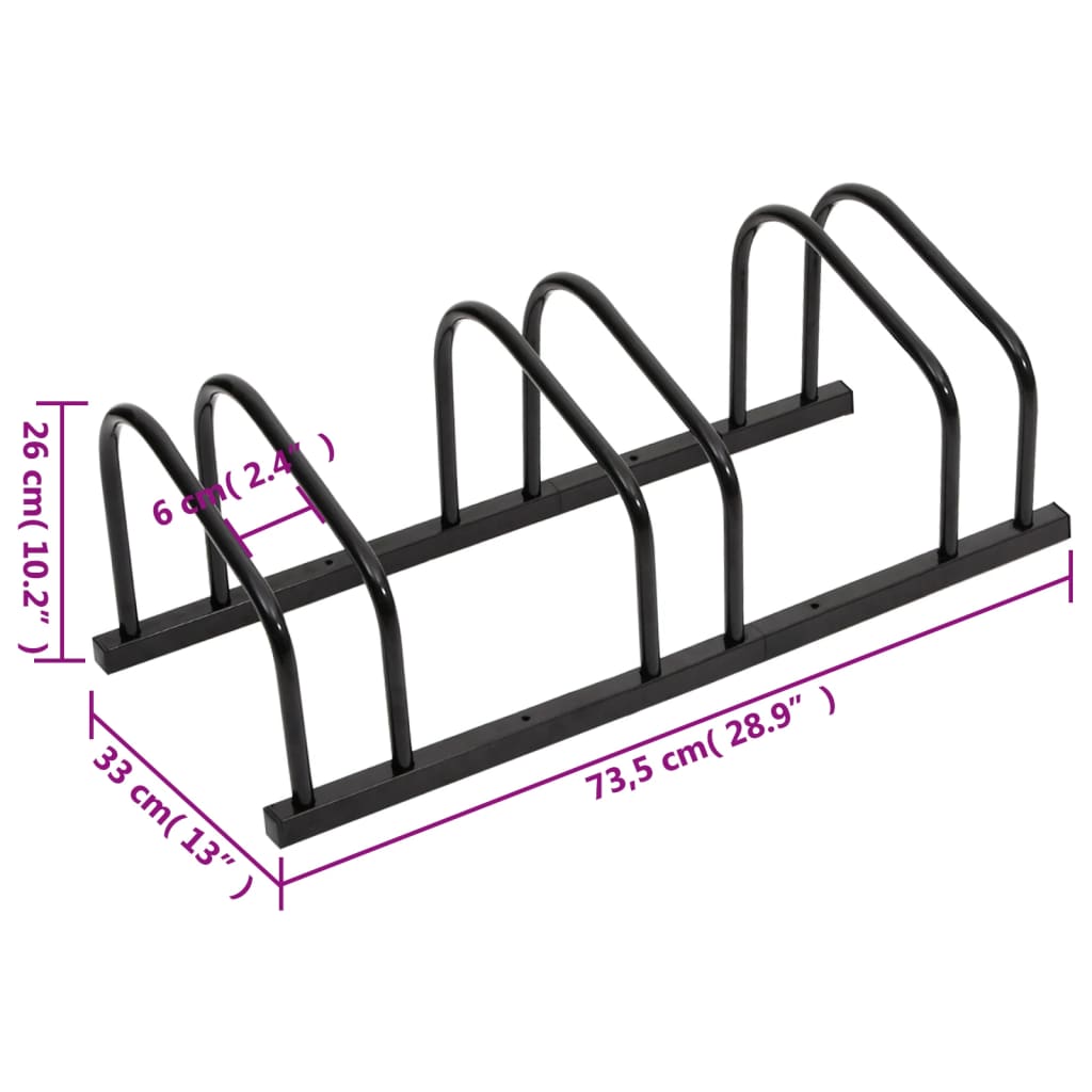 vidaXL Fahrradständer für 3 Fahrräder Schwarz Stahl