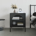 vidaXL Nachttisch Schwarz 50x35x60 cm Glas und Stahl
