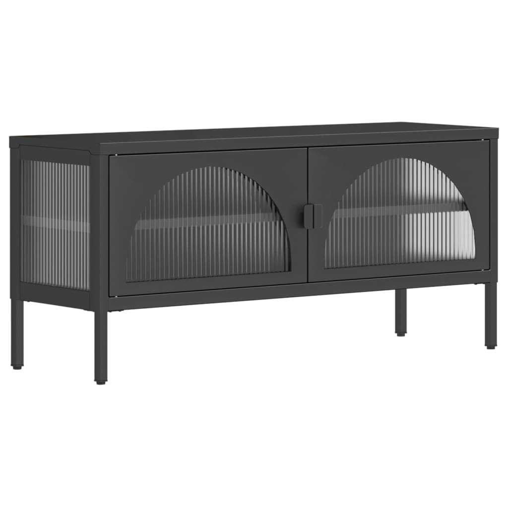 vidaXL TV-Schrank Schwarz 105x35x50 cm Glas und Stahl