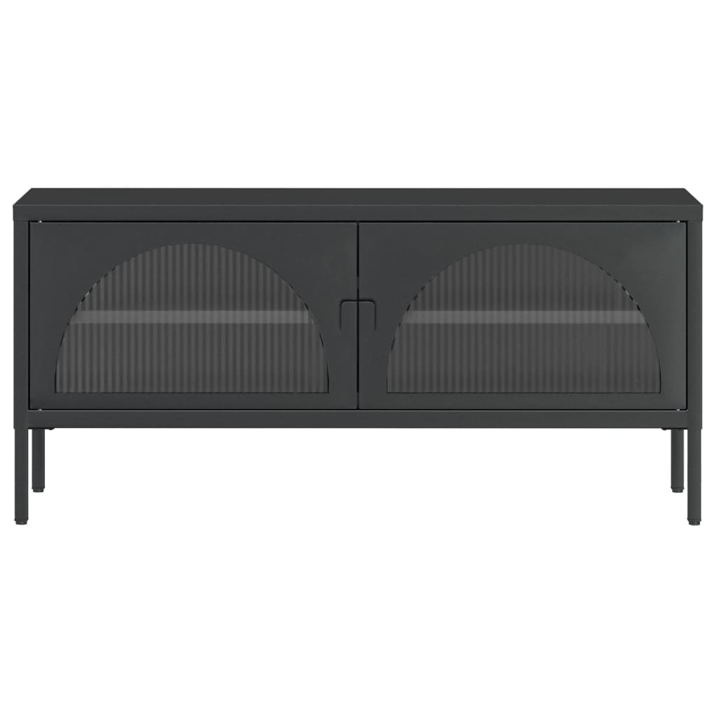 vidaXL TV-Schrank Schwarz 105x35x50 cm Glas und Stahl