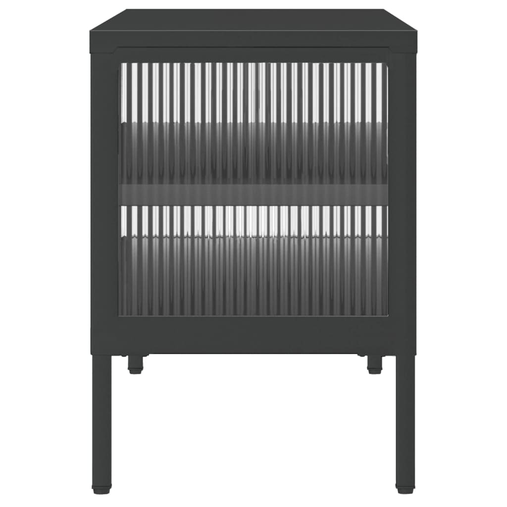 vidaXL TV-Schrank Schwarz 105x35x50 cm Glas und Stahl