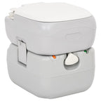 vidaXL Camping-Toilette Tragbar Grau und Weiß 22+12 L HDPE