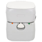 vidaXL Camping-Toilette Tragbar Grau und Weiß 22+12 L HDPE