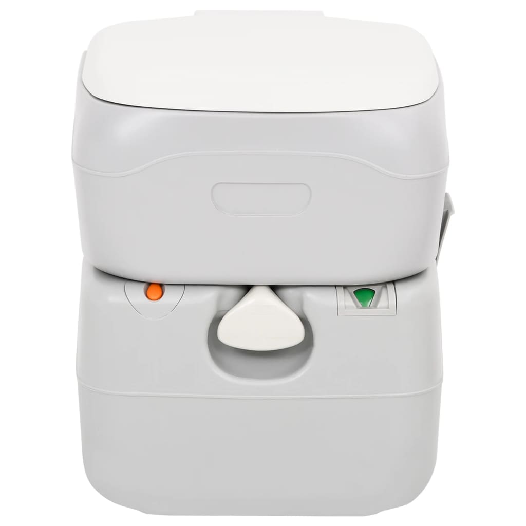 vidaXL Camping-Toilette Tragbar Grau und Weiß 22+12 L HDPE