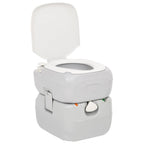 vidaXL Camping-Toilette Tragbar Grau und Weiß 22+12 L HDPE