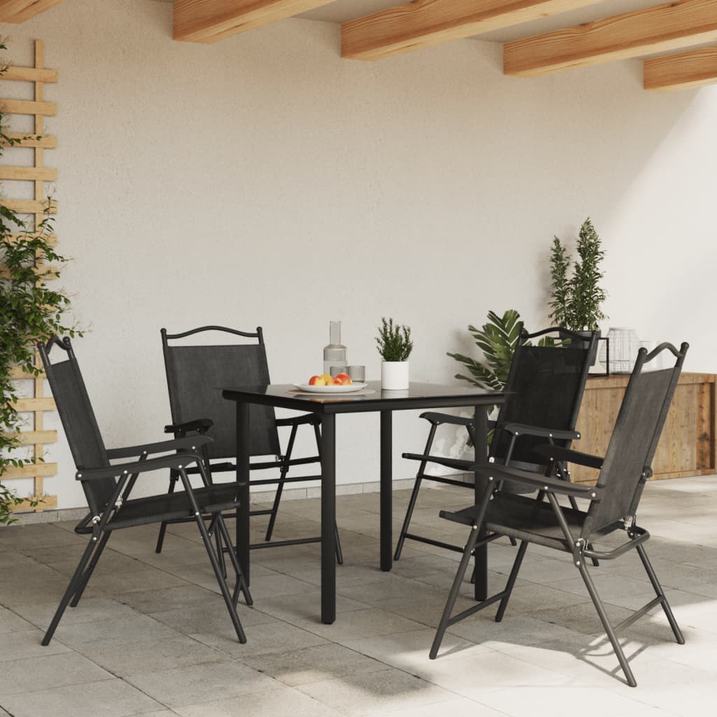 vidaXL Klappbare Gartenstühle 4 Stk. Graumeliert Stahl und Textilene