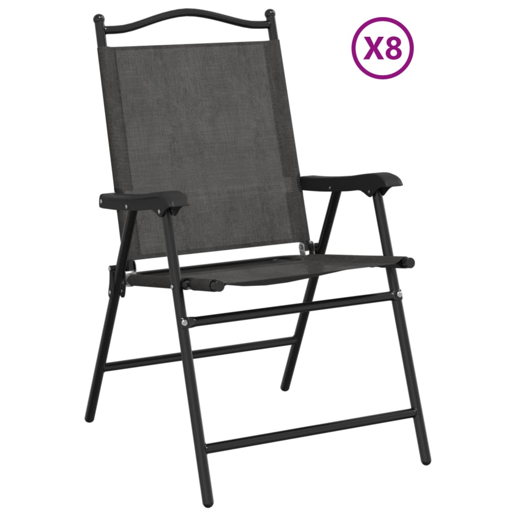 vidaXL Klappbare Gartenstühle 8 Stk. Graumeliert Stahl und Textilene