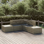 vidaXL 5-tlg. Garten-Lounge-Set mit Kissen Grau Poly Rattan