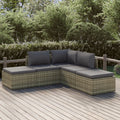 vidaXL 5-tlg. Garten-Lounge-Set mit Kissen Grau Poly Rattan