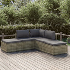 vidaXL 5-tlg. Garten-Lounge-Set mit Kissen Grau Poly Rattan
