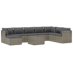 vidaXL 9-tlg. Garten-Lounge-Set mit Kissen Grau Poly Rattan