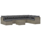 vidaXL 9-tlg. Garten-Lounge-Set mit Kissen Grau Poly Rattan