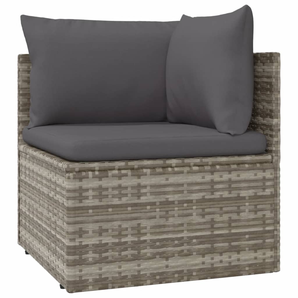 vidaXL Garten-Ecksofas 8 Stk. Grau 57x57x56 cm Poly Rattan
