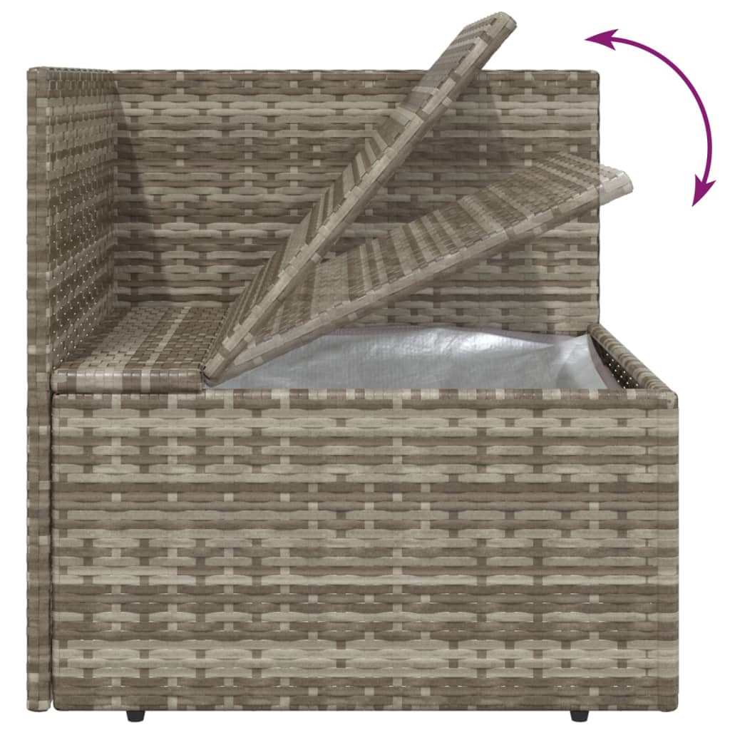 vidaXL Garten-Ecksofas 8 Stk. Grau 57x57x56 cm Poly Rattan