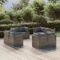 vidaXL Garten-Ecksofas 8 Stk. Grau 57x57x56 cm Poly Rattan