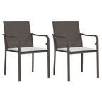 vidaXL Gartenstühle mit Kissen 2 Stk. Braun 56x59x84 cm Poly Rattan