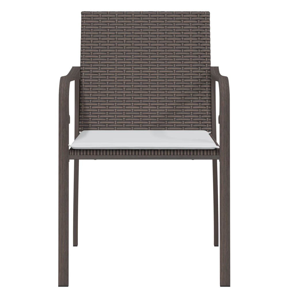 vidaXL Gartenstühle mit Kissen 2 Stk. Braun 56x59x84 cm Poly Rattan