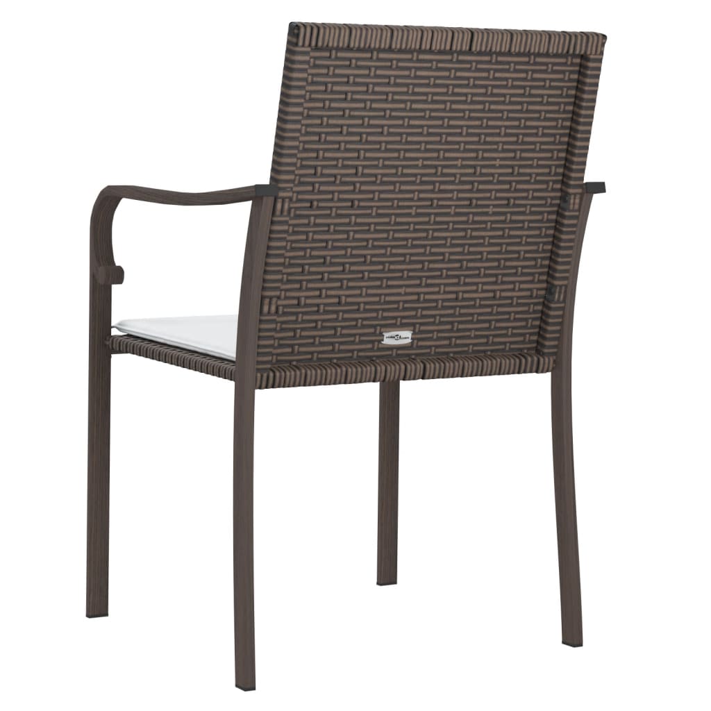 vidaXL Gartenstühle mit Kissen 2 Stk. Braun 56x59x84 cm Poly Rattan