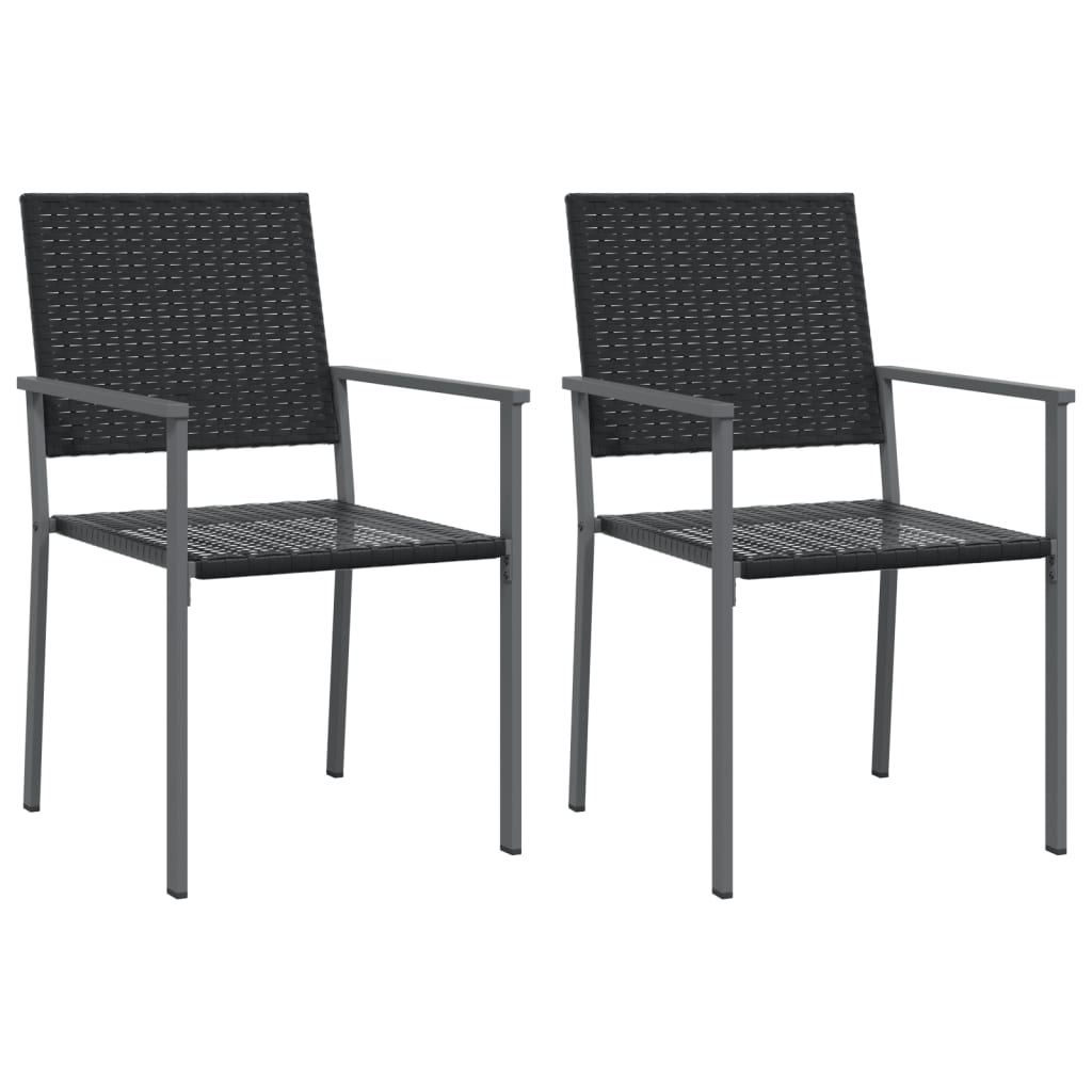 vidaXL Gartenstühle 2 Stk. Schwarz 54x62,5x89 cm Poly Rattan