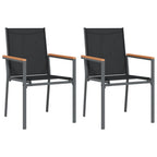 vidaXL Gartenstühle 2 Stk. Schwarz 55x61,5x90 cm Textilene und Stahl