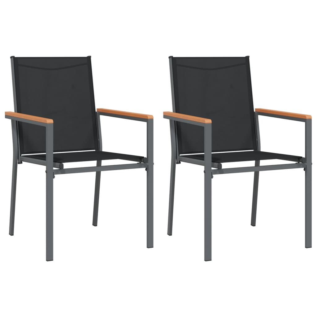 vidaXL Gartenstühle 2 Stk. Schwarz 55x61,5x90 cm Textilene und Stahl