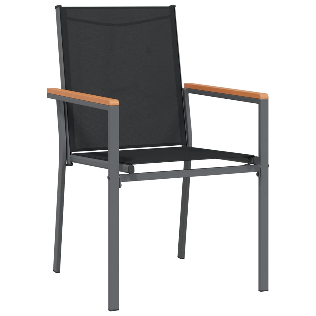 vidaXL Gartenstühle 2 Stk. Schwarz 55x61,5x90 cm Textilene und Stahl