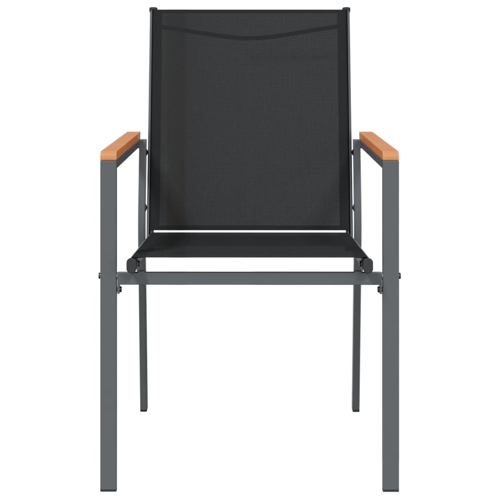 vidaXL Gartenstühle 2 Stk. Schwarz 55x61,5x90 cm Textilene und Stahl